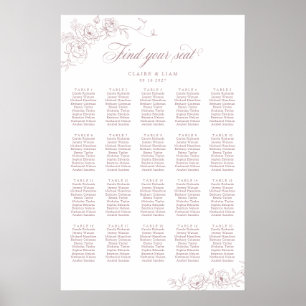 Elegant Scrip 20 Table Rose Hochzeitstabelle Poster