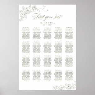 Elegant Scrip 20 Table Rose Hochzeitstabelle Poster