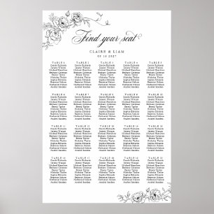 Elegant Scrip 20 Table Rose Hochzeitstabelle Poster