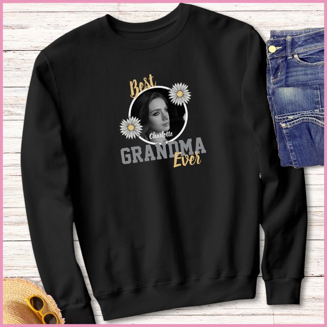 Elegant Script 1 Photo Best Grandma Ever Sweatshirt (Von Creator hochgeladen)