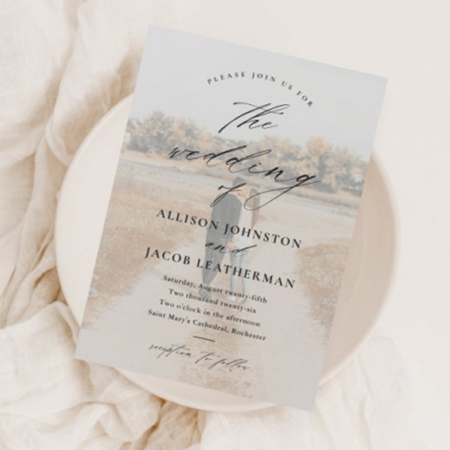 Elegant Script 2 Foto-Overlay-Hochzeit  Einladung (Von Creator hochgeladen)