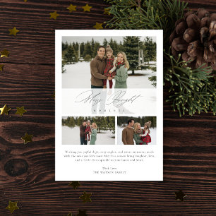 Elegant Script 3 Foto Merry Bright Moments Feiertagskarte