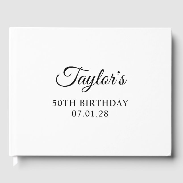 Elegant Script 50. Geburtstag Gästebuch (Vorderseite)