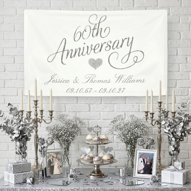 Elegant Script 60th Diamond Wedding Anniversary Banner (Von Creator hochgeladen)
