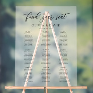 Elegant Script 9 Tisch Sitzplan Acryl-Schild Acrylschild