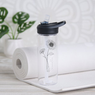 Elegant Script Aster September Geburtsname Blume Trinkflasche