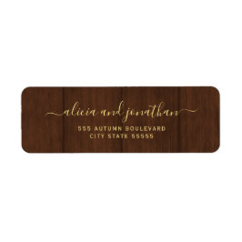 Elegant script barn wood wedding return address