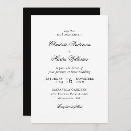 Elegant Script Black and White Wedding Einladung