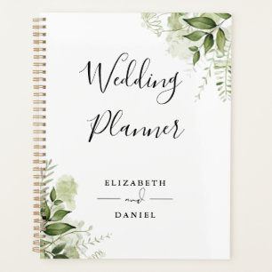 Elegant Script Blumengrün Hochzeit Planer