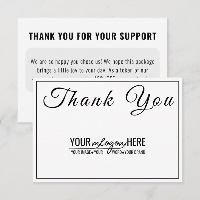 Elegant Script Boutique Logo Social Media Dankeskarte (Vorne/Hinten)