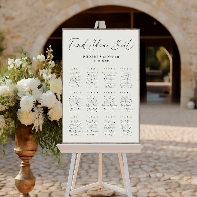 Elegant Script Bridal Shower Seating Chart Poster (Von Creator hochgeladen)