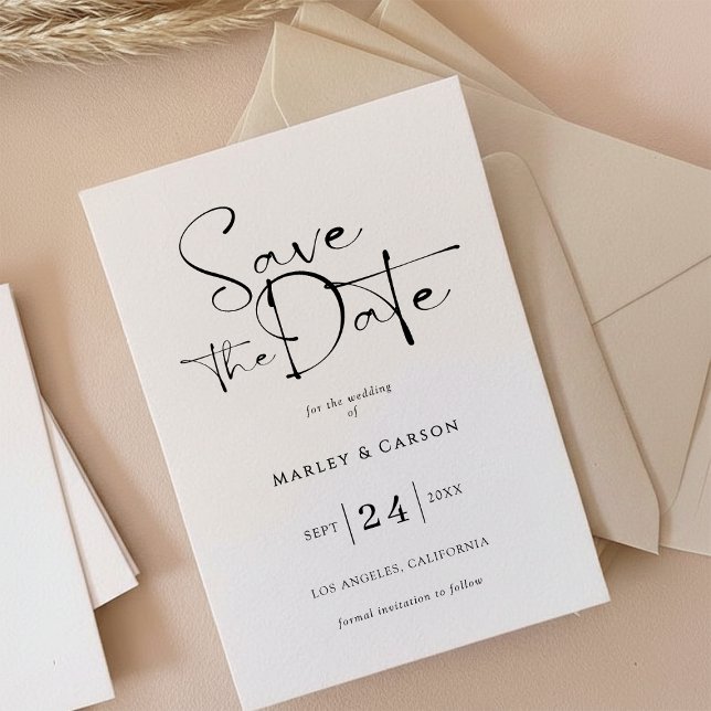 Elegant Script Calligraphy Save The Date Wedding Einladung (Von Creator hochgeladen)
