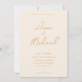 Elegant Script Champagne Wedding Einladung