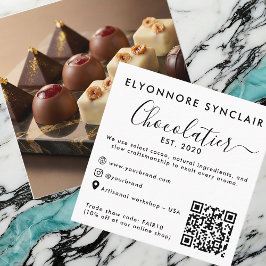 Elegant Script Chocolatier Brand Photo QR Code Telefonnummerkarte