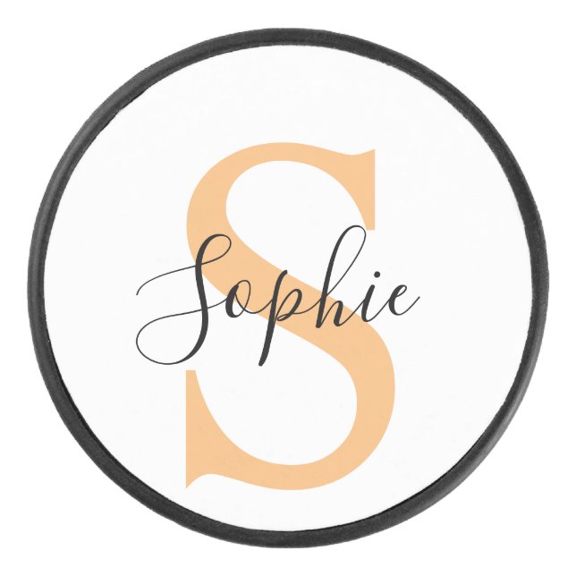 Elegant Script Custom Name Personalized Gift Eishockey Puck (Vorderseite)