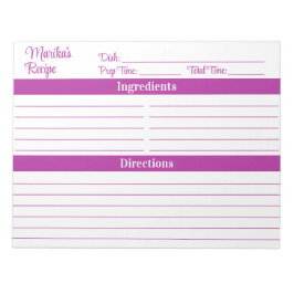 Elegant Script Dark Pink 8.5x11 Recipes Notizblock
