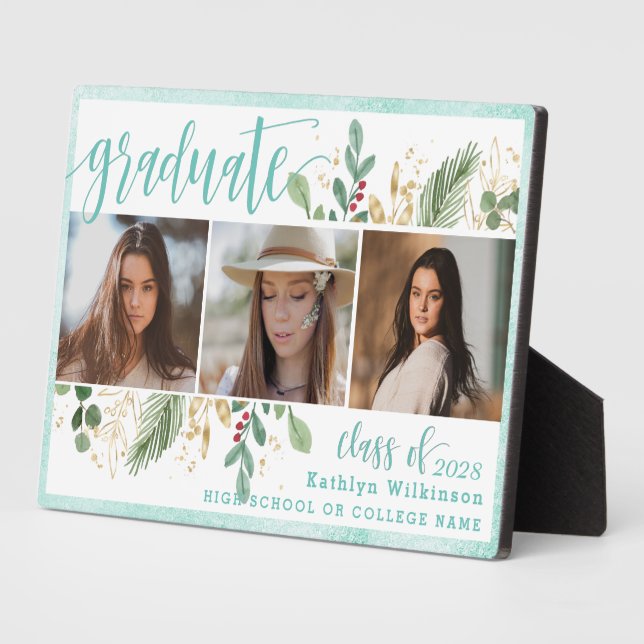 Elegant Script Eucalyptus Greenery Grad 3 Foto Fotoplatte (Seite)