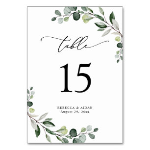 Elegant Script Eucalyptus Greenery Tischnummer