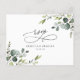 Elegant Script Eucalyptus Greenery Wedding Rsvp Postkarte (Vorderseite)