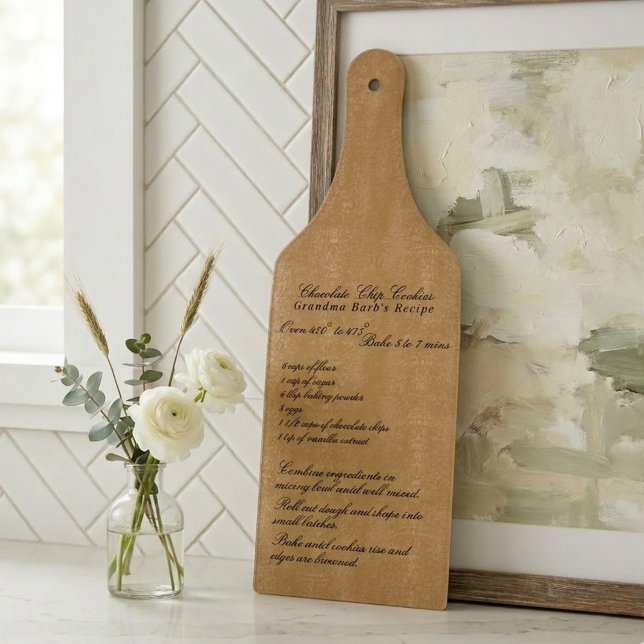 Elegant Script Family Recipe Mustard Yellow Schneidebrett (Elegant Script Family Recipe Mustard Yellow Cutting Board
)