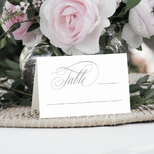 Elegant Script Flourishes Gray Platzkarte