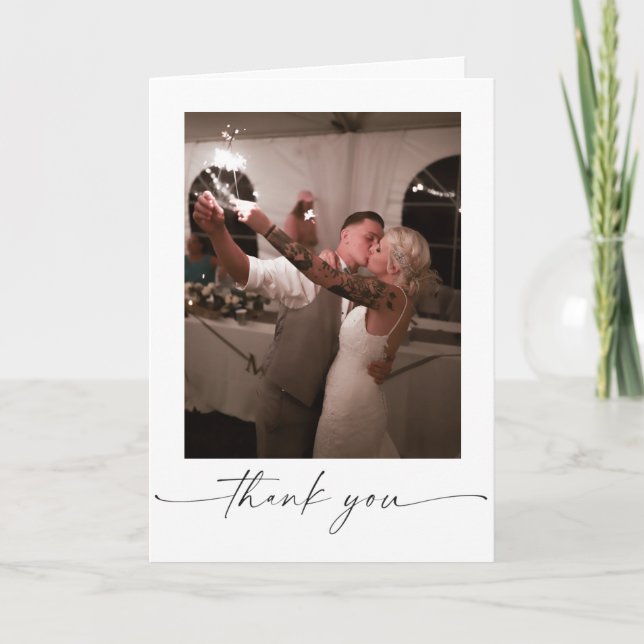 Elegant Script Folded Wedding Thank You Card Dankeskarte (Vorderseite)