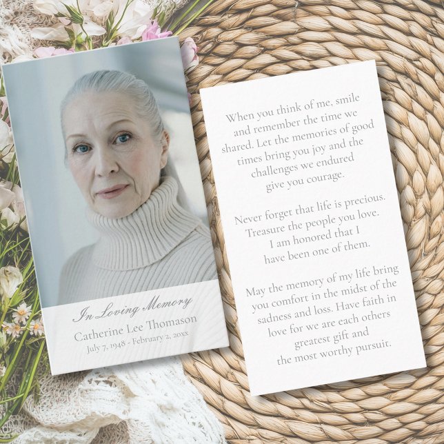 Elegant Script Funeral Photo Prayer Cards Visitenkarte (Elegant Script Funeral Photo Prayer Cards
)