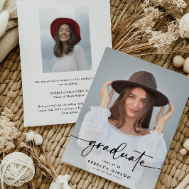 Elegant Script Graduate 2 Photo Collage Graduation Ankündigung