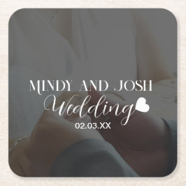 Elegant Script Heart Photo  Rechteckiger Pappuntersetzer