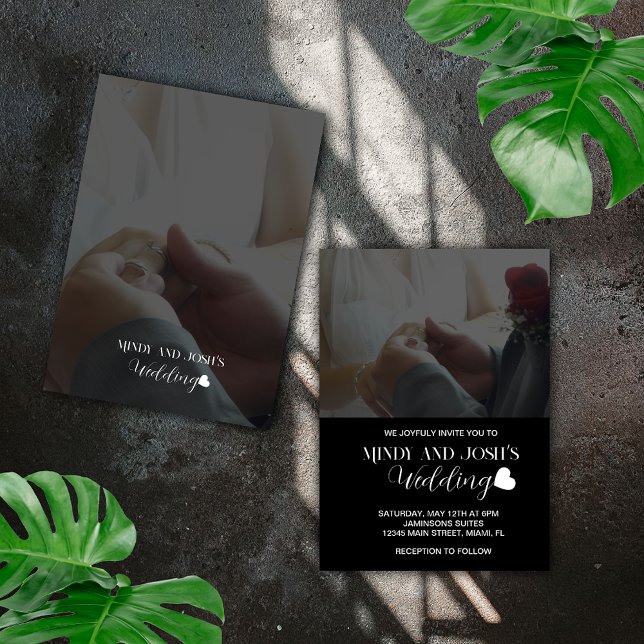 Elegant Script Heart Two Photo  Einladung (Von Creator hochgeladen)