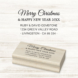 Elegant Script Holiday Return Address Gummistempel