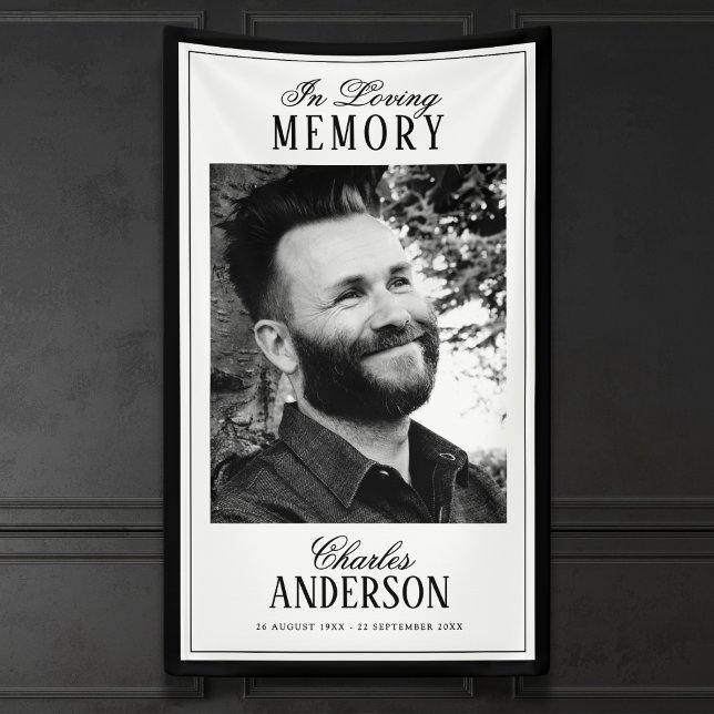 Elegant Script In Loving Memory Photo Memorial Banner (Von Creator hochgeladen)