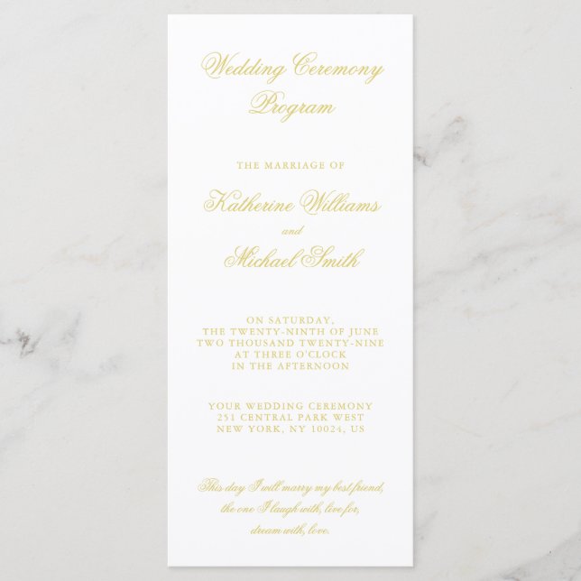 Elegant Script Island Citrus Wedding Programs Programm (Vorderseite)