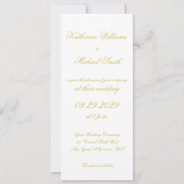 Elegant Script Island Citrus Yellow Wedding Invite Einladung (Vorderseite)