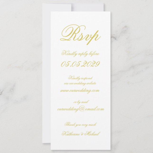 Elegant Script Island Citrus Yellow Wedding RSVP Einladung (Vorderseite)