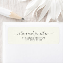Elegant script ivory cream wedding return address