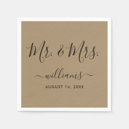 Elegant Script Kraft Mr. and Mrs. Serviette