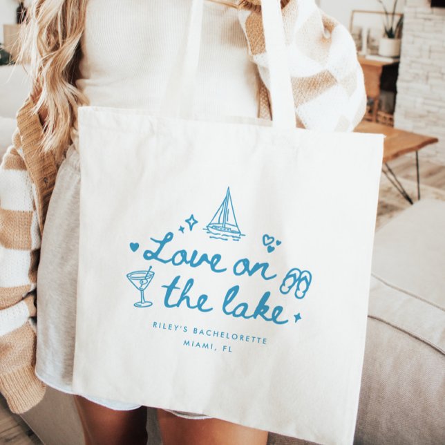Elegant Script "Liebe am See" Junggesellinnenabsch Tragetasche (Von Creator hochgeladen)