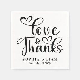 Elegant Script Love and Thanks Wedding Serviette