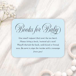 Elegant Script Lt. Blue Baby Shower Books For Baby Begleitkarte