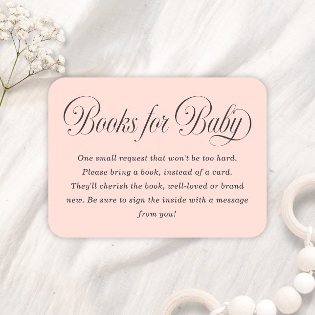 Elegant Script Lt. Pink Baby Shower Books For Baby Begleitkarte (Von Creator hochgeladen)