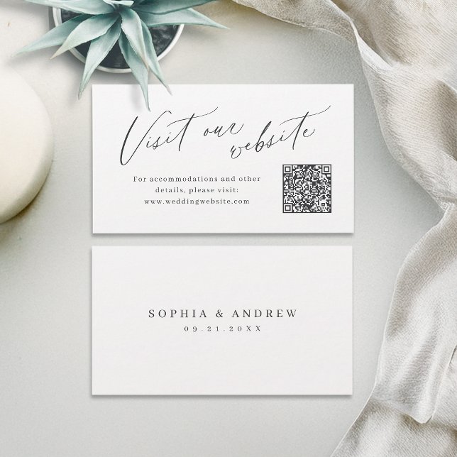 Elegant script minimal QR code website Insert card Platzkarte (Elegant script minimal QR code website Insert card)