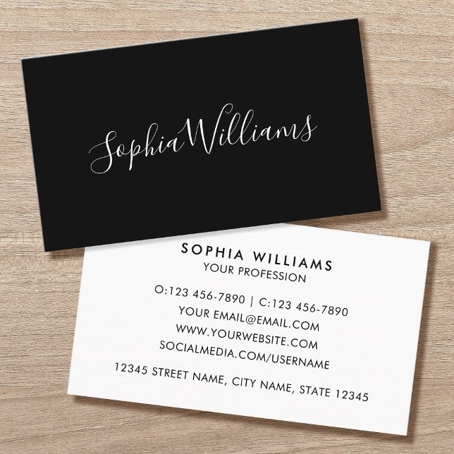 Elegant Script Modern Minimalist Black Visitenkarte (Von Creator hochgeladen)