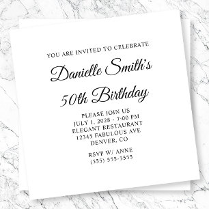 Elegant Script Monogram 50. Geburtstag Einladung