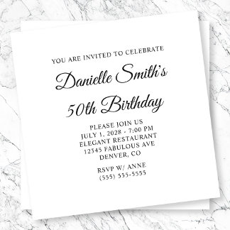 Elegant Script Monogram 50. Geburtstag Einladung