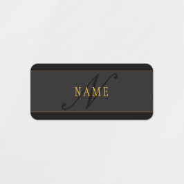 Elegant Script Monogram Black & Gold Etiketten
