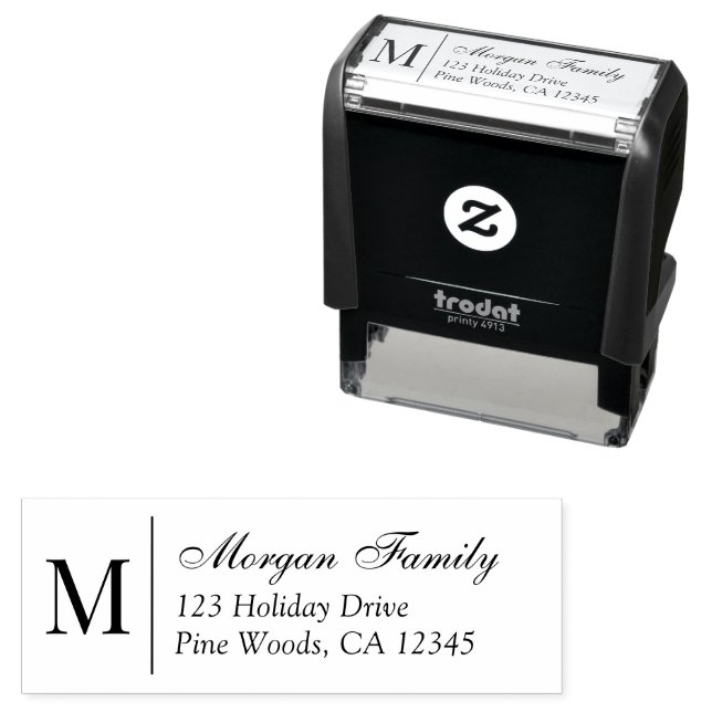 Elegant Script Monogram Christmas Return Address Permastempel (Beispiel)