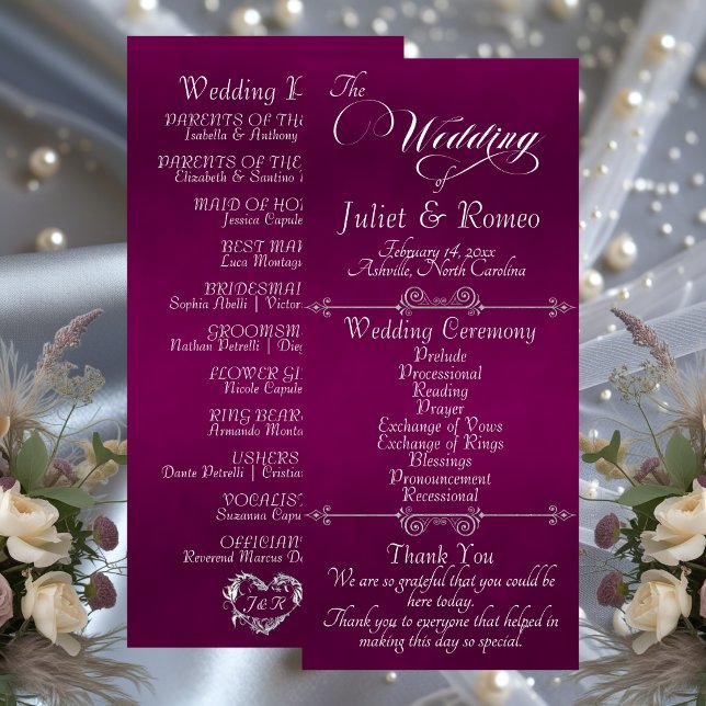 Elegant Script & Monogram - Plum Wedding Programm (Von Creator hochgeladen)