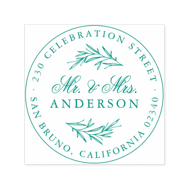 Elegant Script Mr. & Mrs. Newlywed Rücksendeadress Permastempel (Design)