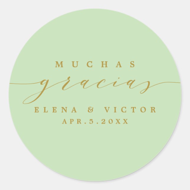 ELEGANT SCRIPT MUCHAS GRACIAS | DANK IHNEN STICKER (Vorderseite)